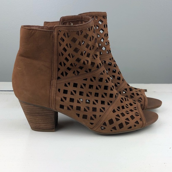Franco Sarto Suede Perforanted Open Toe Booties - Picture 3 of 8